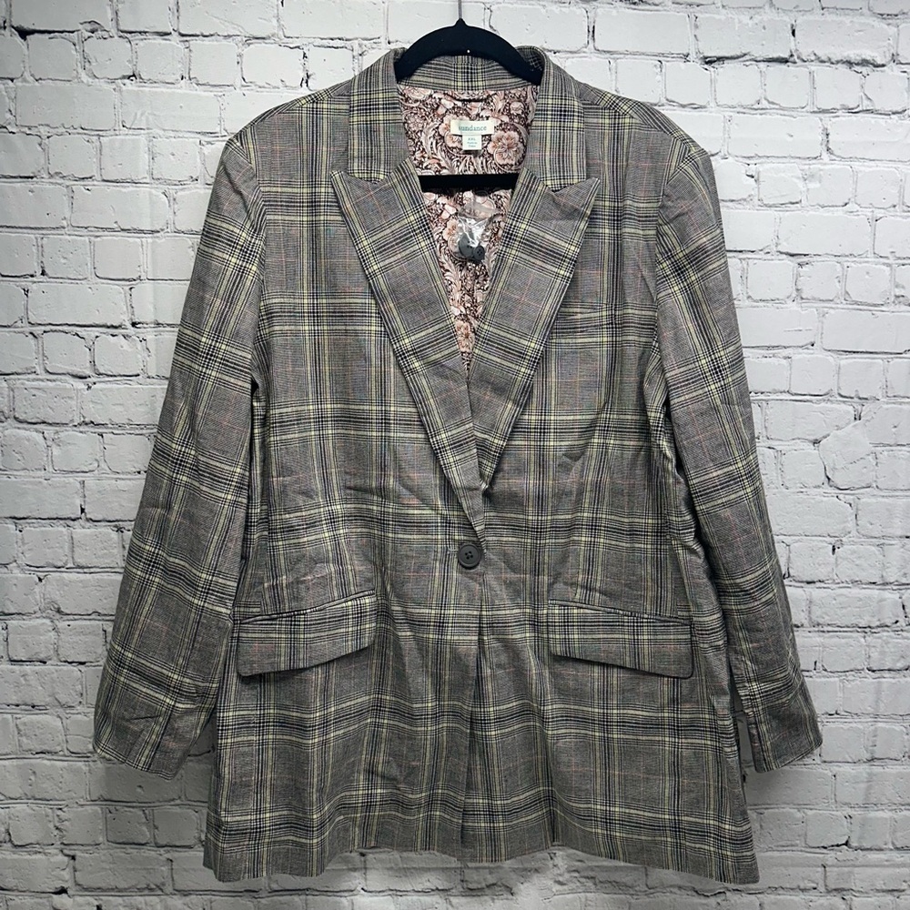 NEW Sundance Whitman Gray Plaid blazer Cotton Linen Sz XXL NWOT